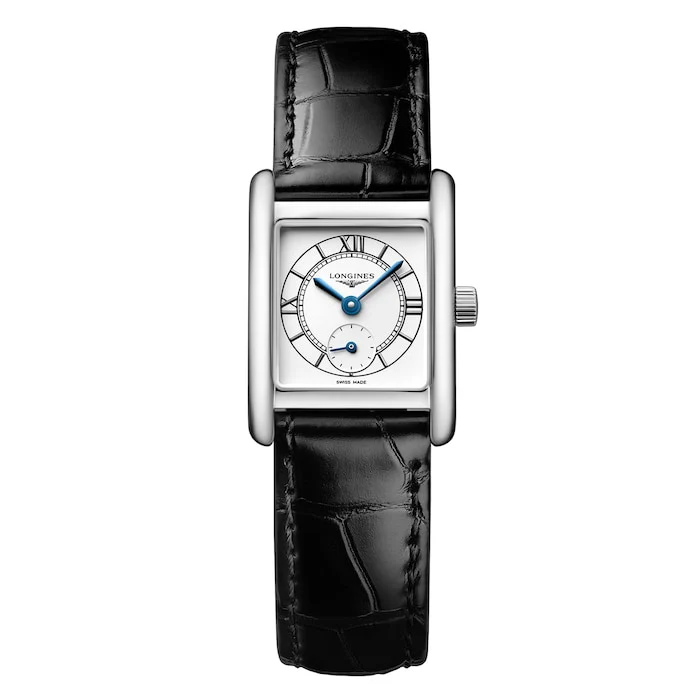 Longines Mini DolceVita 21.5mm X 29mm Ladies Watch Silver Black Alligator Luxury Watch Swiss Made  L52004752