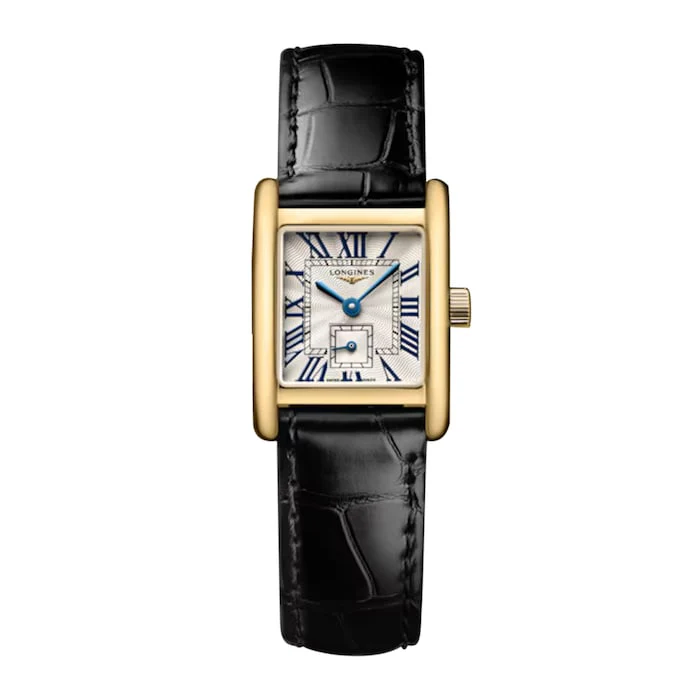 Longines Mini Dolcevita 21.5mm X 29mm Ladies Watch Silver Black Alligator Luxury Watch Swiss Made L52006710