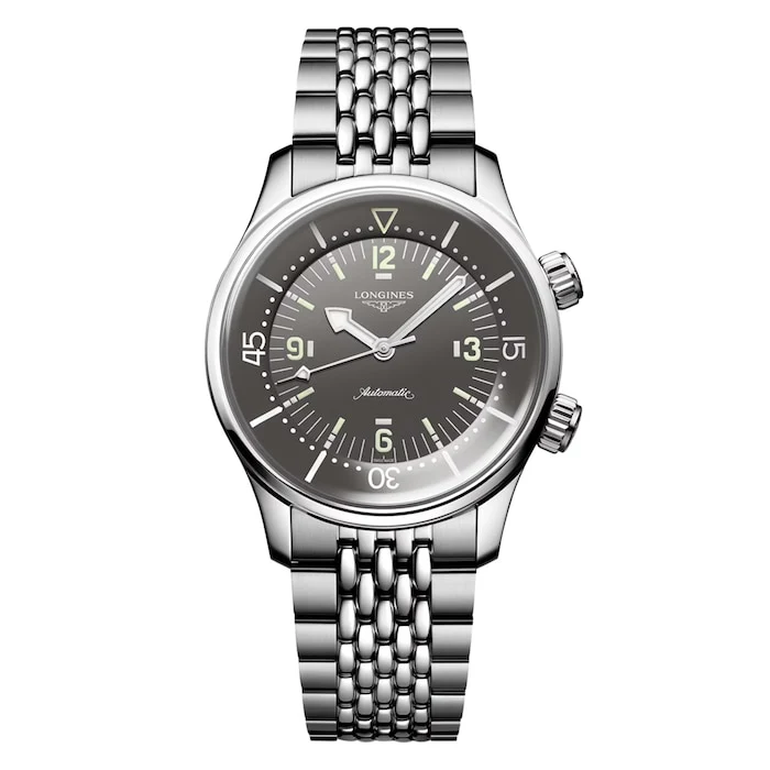 Longines Sport Automatic 39mm Men’s Watch with Grey Material Dial, Stainless Steel Case & Bracelet, 300m Water Resistant / L37644996