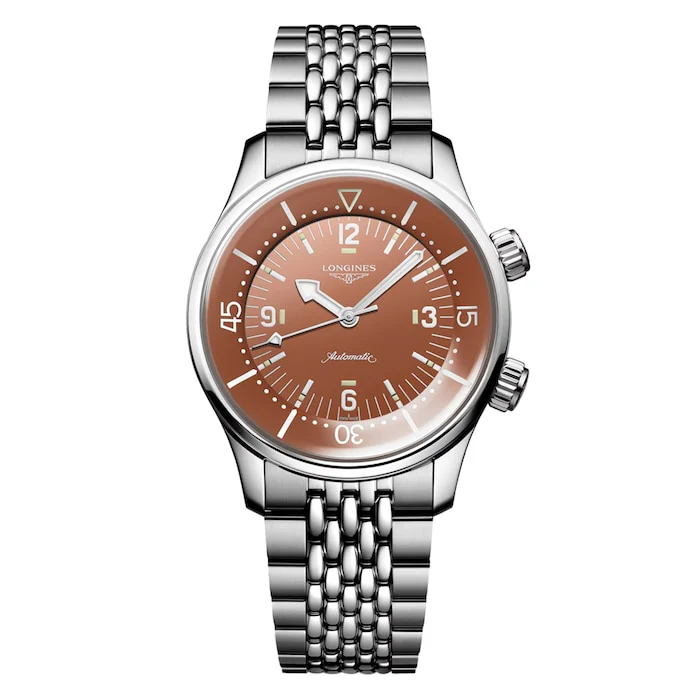 Longines Sport Automatic 39mm Men’s Watch with Terracotta Material Dial, Stainless Steel Case & Bracelet, 300m Water Resistant / L37644966