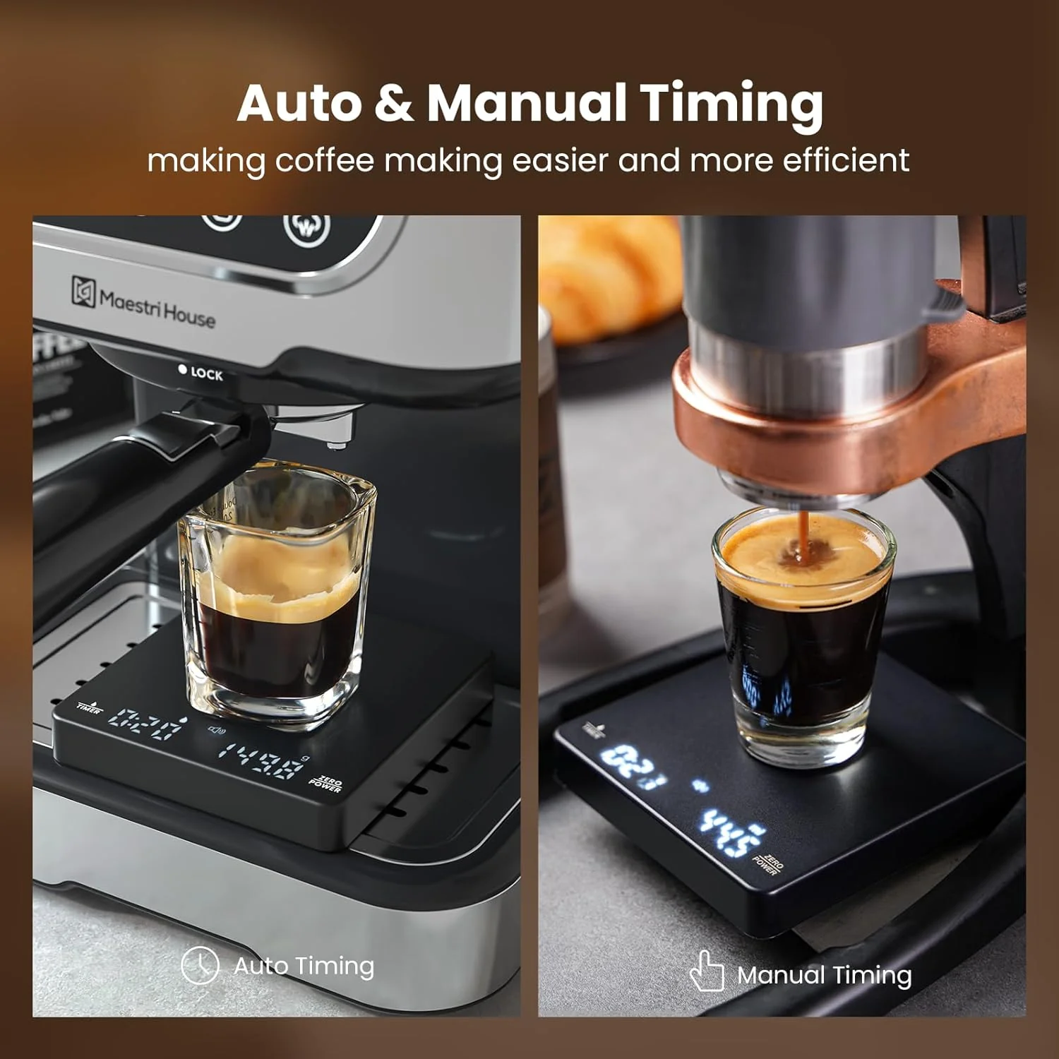 Maestri House Mini Coffee Scale with Timer, Rechargeable Espresso Scale, 2kg/0.1g Accurate Scale for Espresso and Pour-Over Coffee, Portable Digital Kitchen Scale with Automatic Timing - Image 3