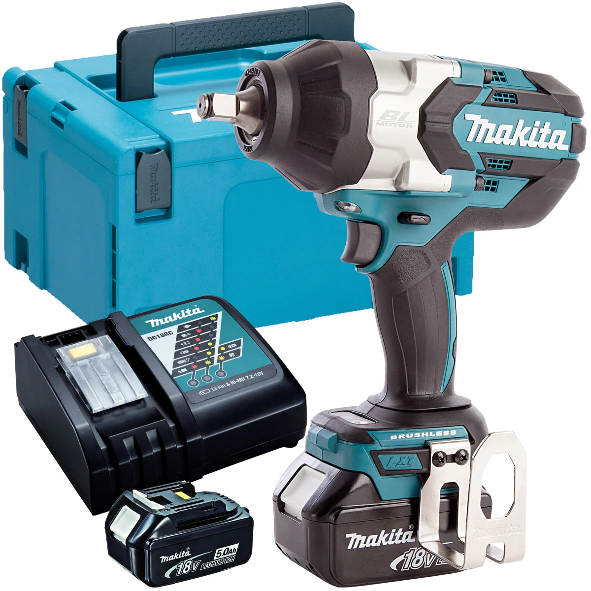 Makita DTW1002Z 18V Brushless Impact Wrench With 2 x 5.0Ah Batteries & Charger In Case