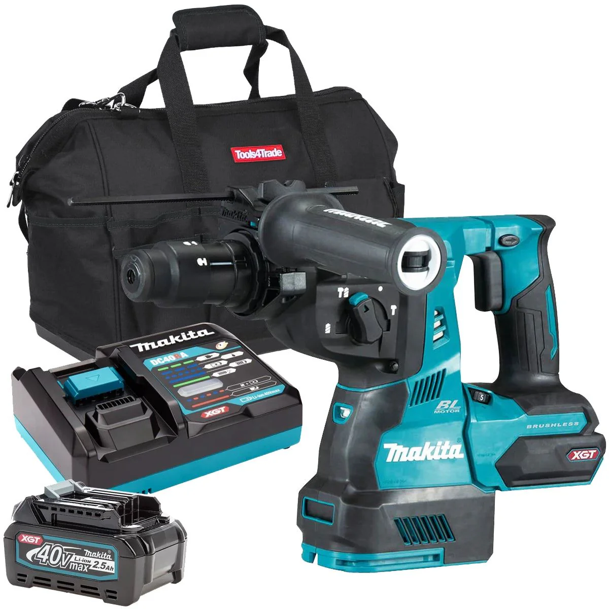 Makita HR004GZ 40V Max XGT Brushless SDS+ Rotary Hammer Drill With 1 x 2.5Ah Battery, Charger & Bag
