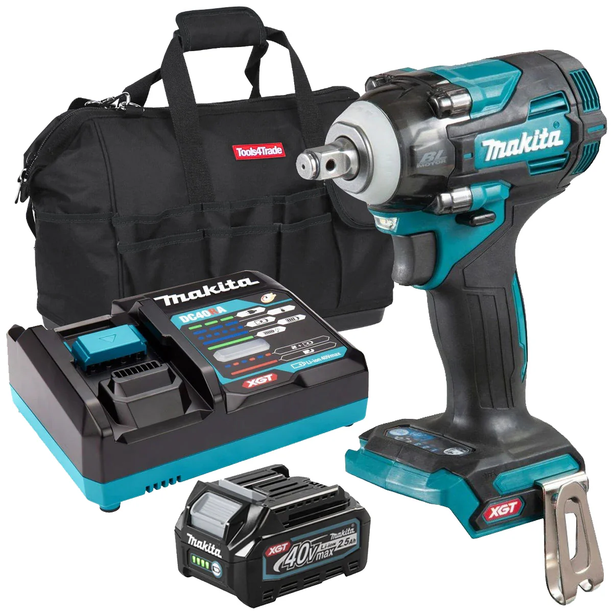 Makita TW004GZ 40V Brushless 1/2" Impact Wrench With 1 x 2.5Ah Battery, Charger & Bag