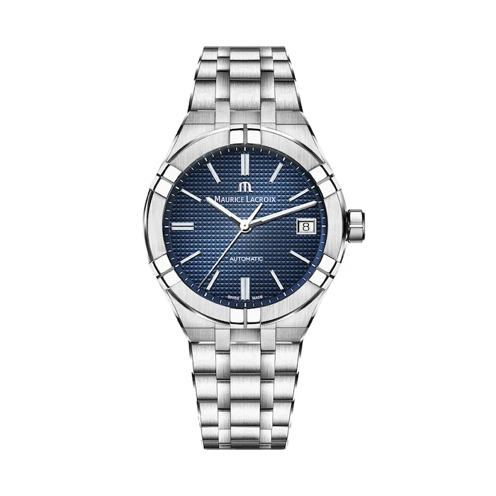 Maurice Lacroix Automatic 39mm Men’s Watch with Blue Material Dial, Stainless Steel Case & Bracelet, 200m Water Resistant / AI6007-SS002-430-1