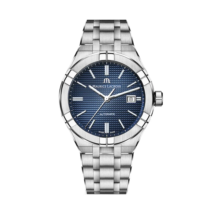 Maurice Lacroix Automatic 42mm Men’s Watch with Blue Material Dial, Stainless Steel Case & Bracelet, 200m Water Resistant / AI6008-SS002-430-1