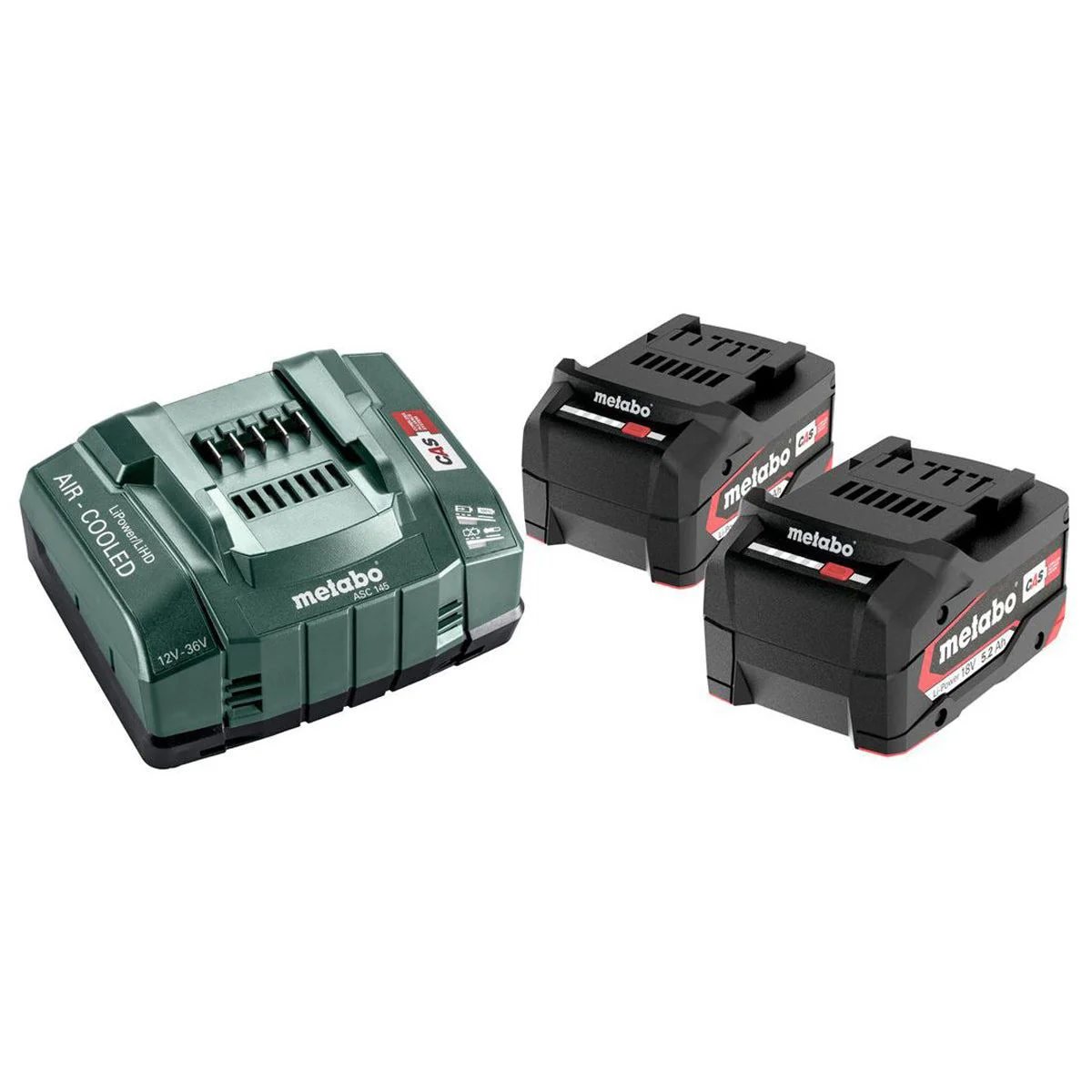 Metabo Basic Set 12-36V 2 x 5.2Ah LiPOWER Battery with ASC 145 Air Cooled Charger 685051380