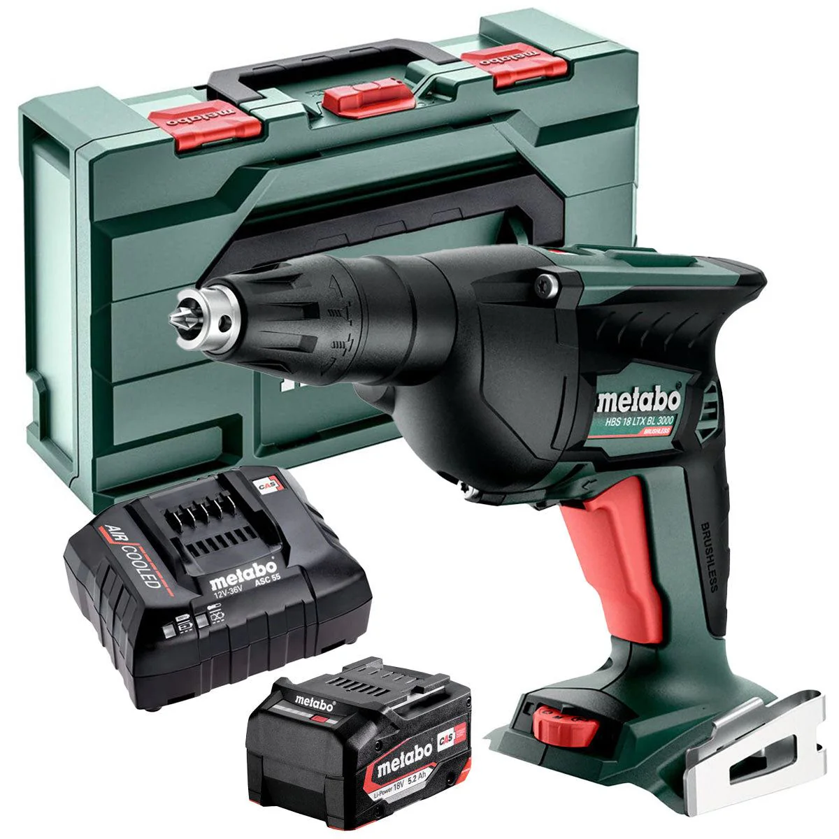 Metabo HBS 18 LTX BL 3000 18V Brushless Drywall Screwdriver with 1 x 5.2Ah Battery Charger & Metabox