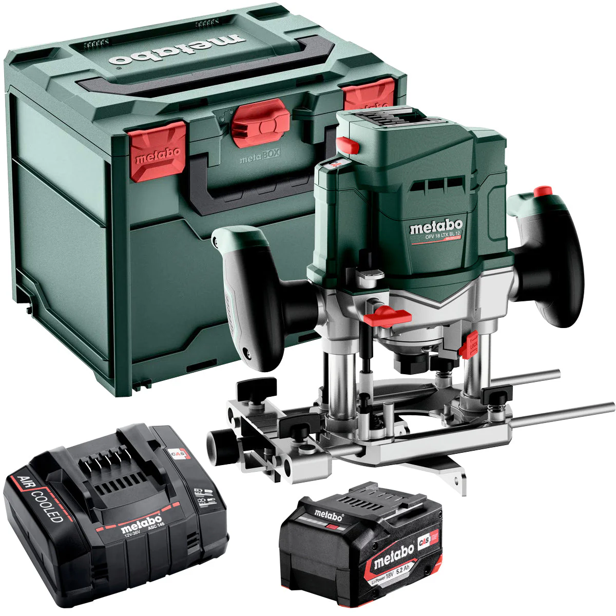 Metabo OFV 18 LTX BL 12 18V Brushless 1/2" Router with 1 x 5.2Ah Battery Charger & Metabox