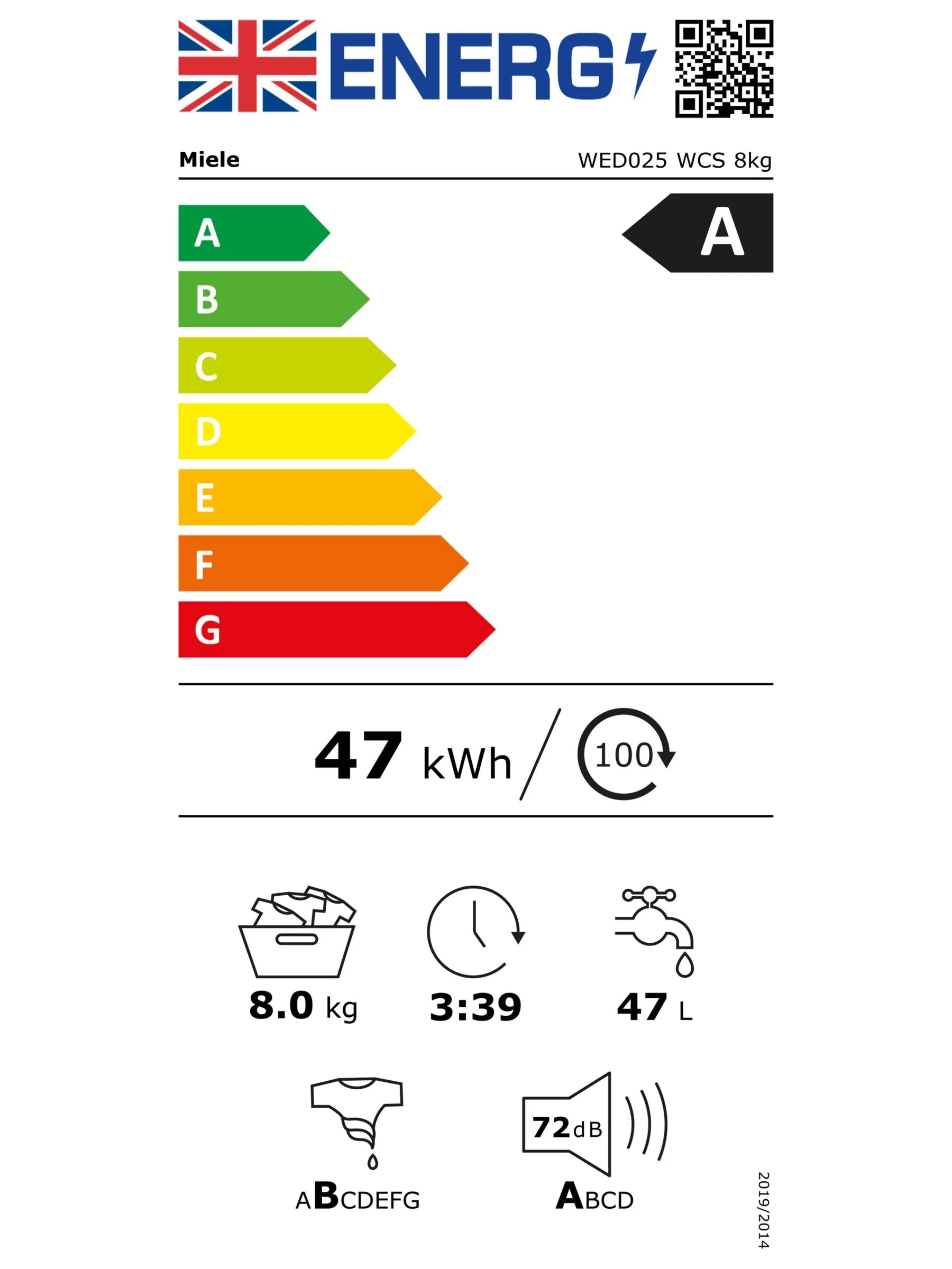 Miele WED025 WCS Freestanding Washing Machine, 8kg Load, 1400rpm Spin, White - Image 3