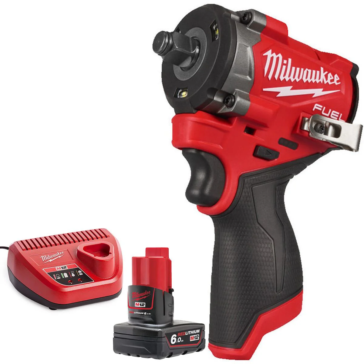 Milwaukee M12FCIWF12G3-0 12V Brushless 1/2" Compact Impact Wrench with 1 x 6.0Ah Battery & Charger