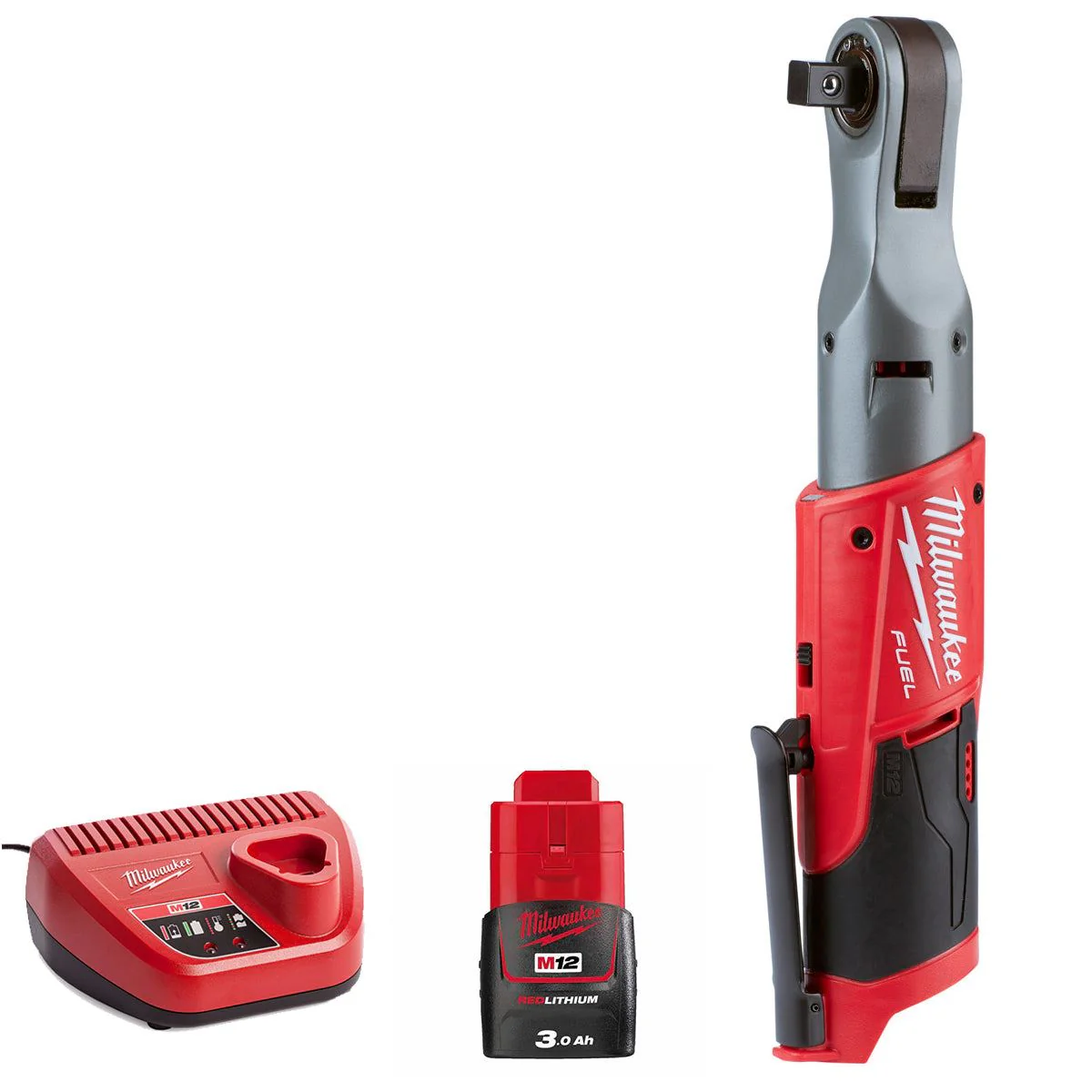 Milwaukee M12FIR12-0 12V FUEL 1/2" Impact Ratchet with 1 x 3.0Ah Battery & Charger