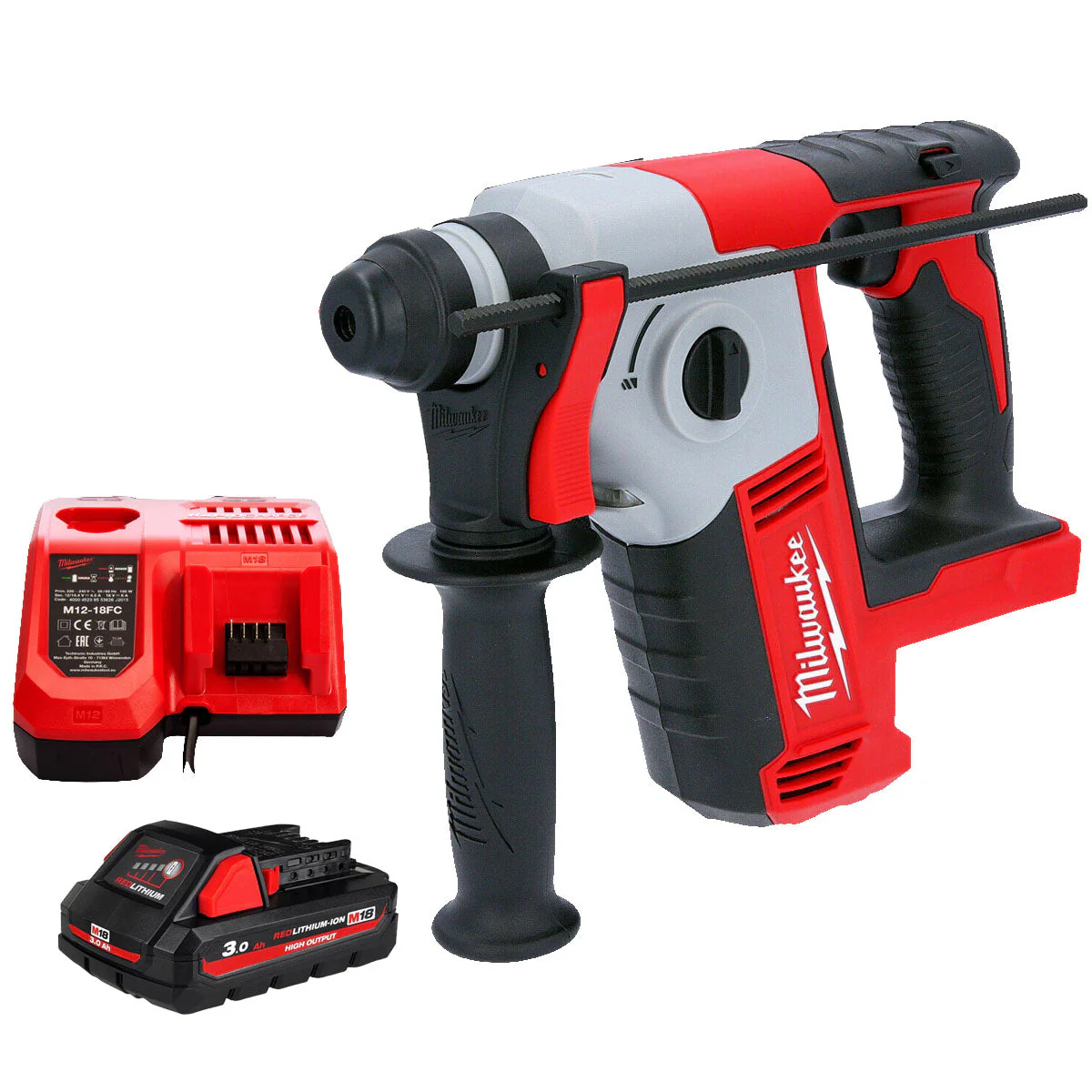 Milwaukee M18BH-0 18V SDS+ 2 Mode Hammer Drill with 1 x 3.0Ah Battery & Charger