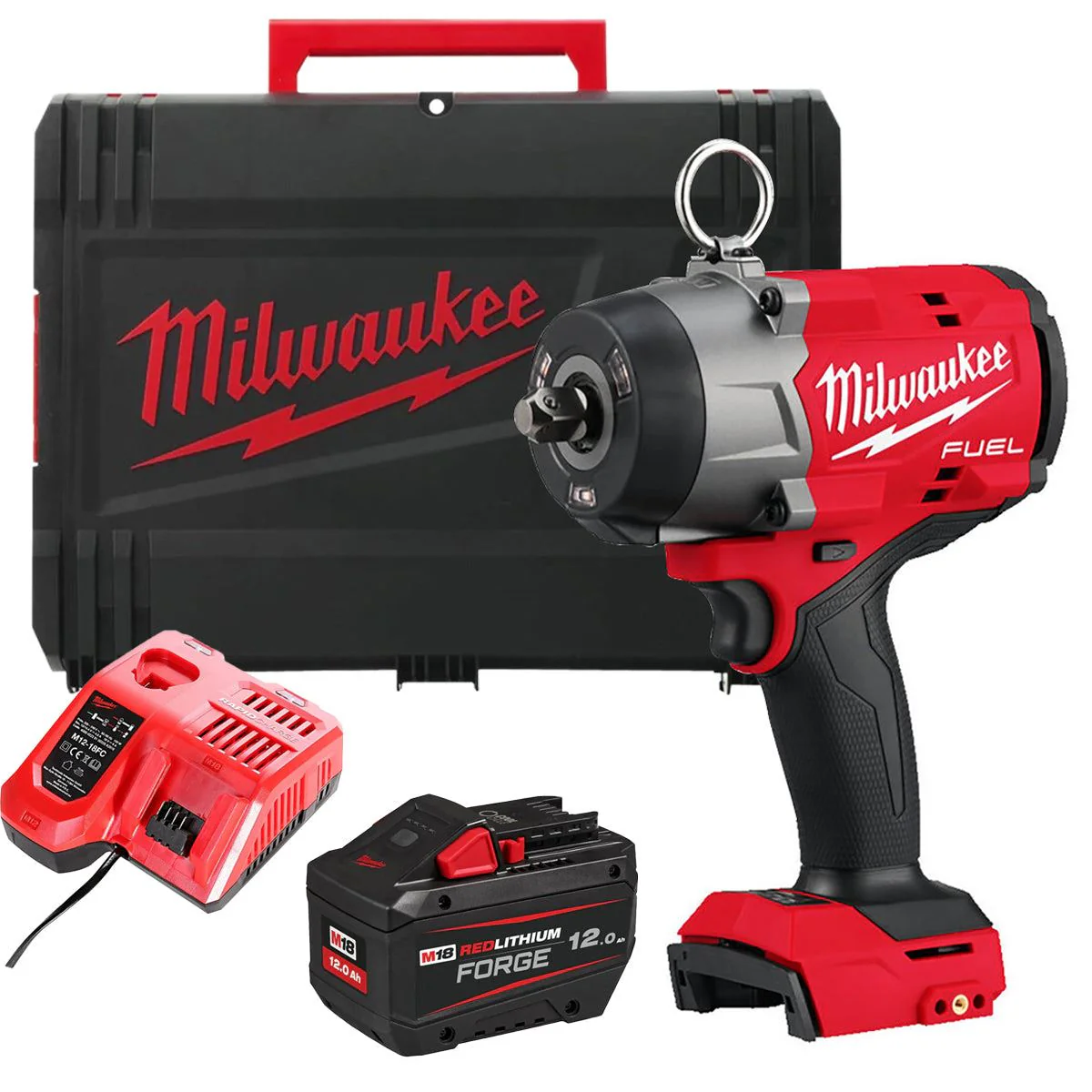 Milwaukee M18FHIW2P12-0X M18 FUEL 18V Brushless 1/2" Impact Wrench with 1 x 12.0Ah Battery Charger & Case