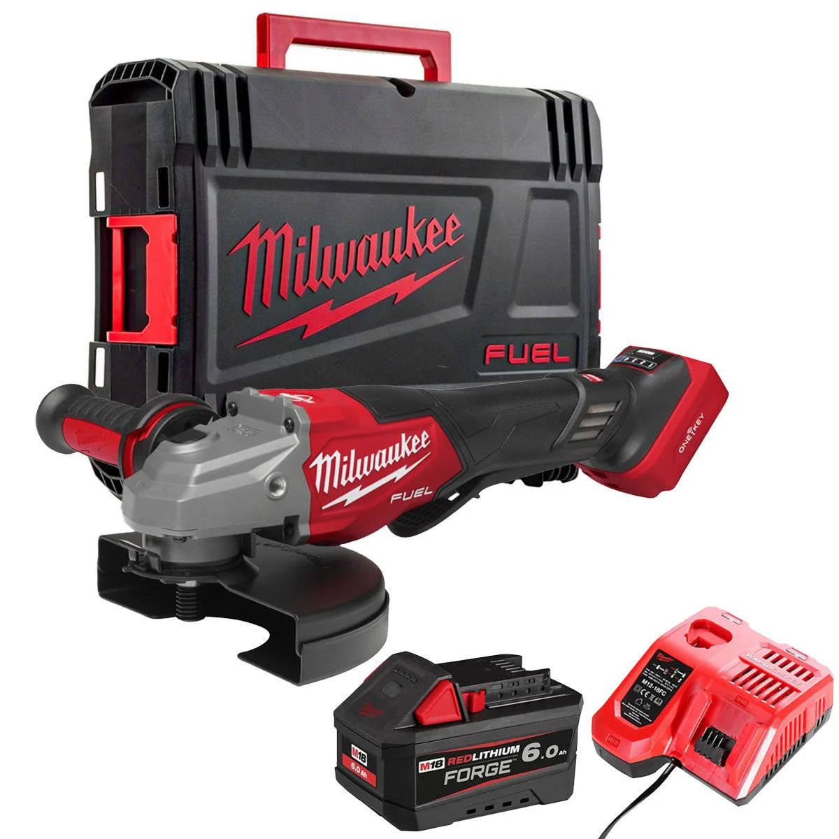 Milwaukee M18FHSAGO180VXPDB2-0X 18V M18 Angle Grinder with 1 x 6.0Ah Battery Charger & Case