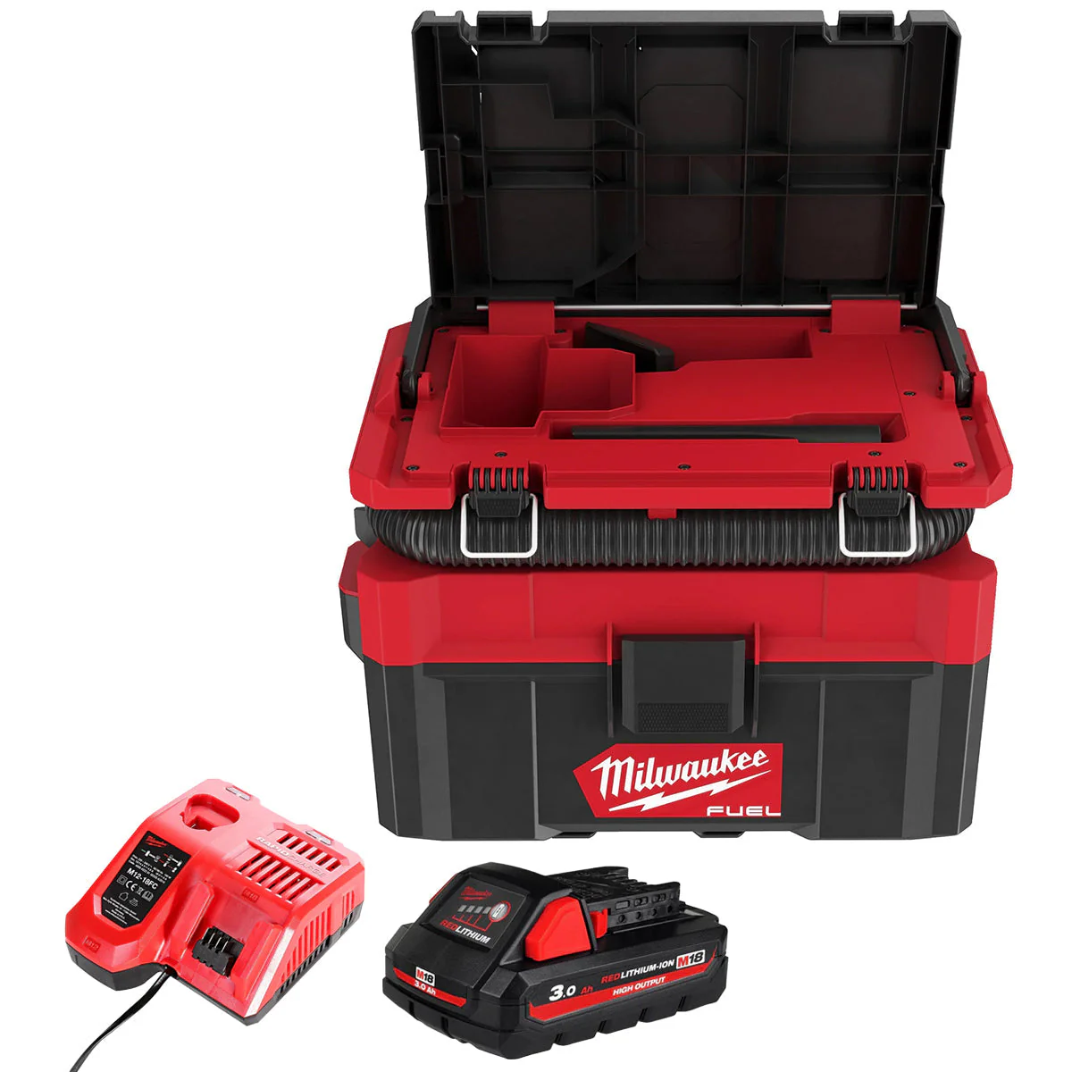 Milwaukee M18FPOVCL-0 18V Brushless Packout L-Class Wet & Dry Vacuum with 1 x 3.0Ah Battery & Charger