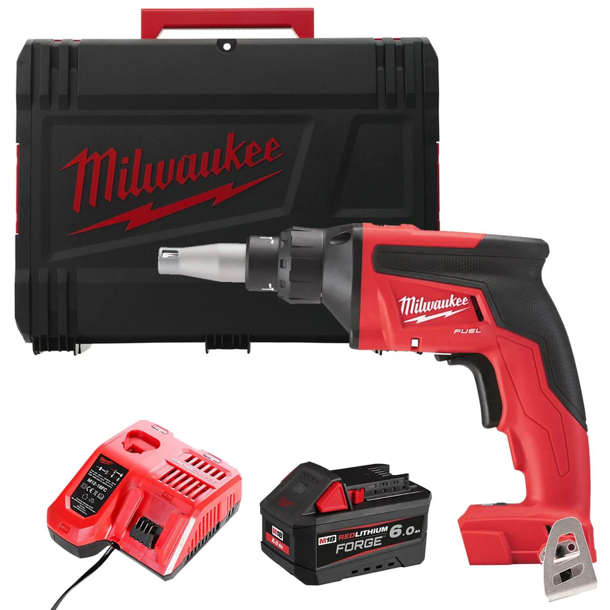 Milwaukee M18FSG-0X 18V Fuel Brushless Screw Gun with 1 x 6.0Ah Battery Charger & Case