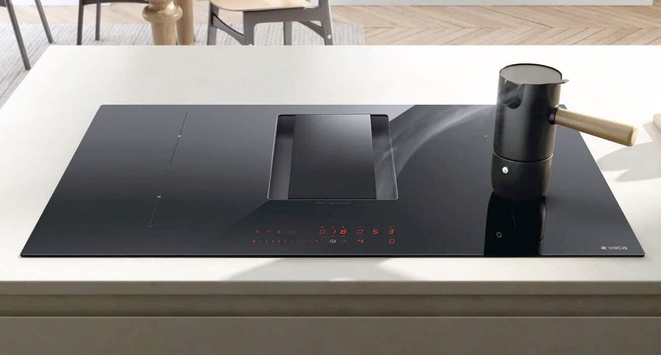 Elica NikolaTesla Alpha 78cm Black Induction Hob with Downdraft Extractor NikolaTesla Alpha – Black (PRF0183127)