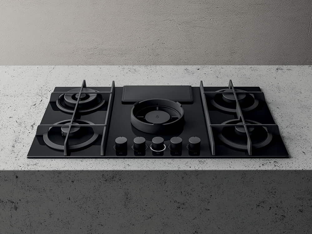 Elica NikolaTesla Flame 88cm Grey or Black Gas Hob with Integrated Extractor - Image 2