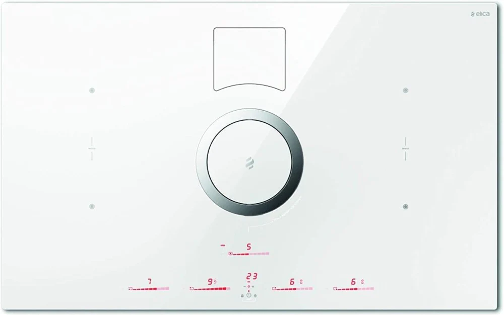 Elica NikolaTesla Switch 83cm White Induction Hob with Downdraft Extractor