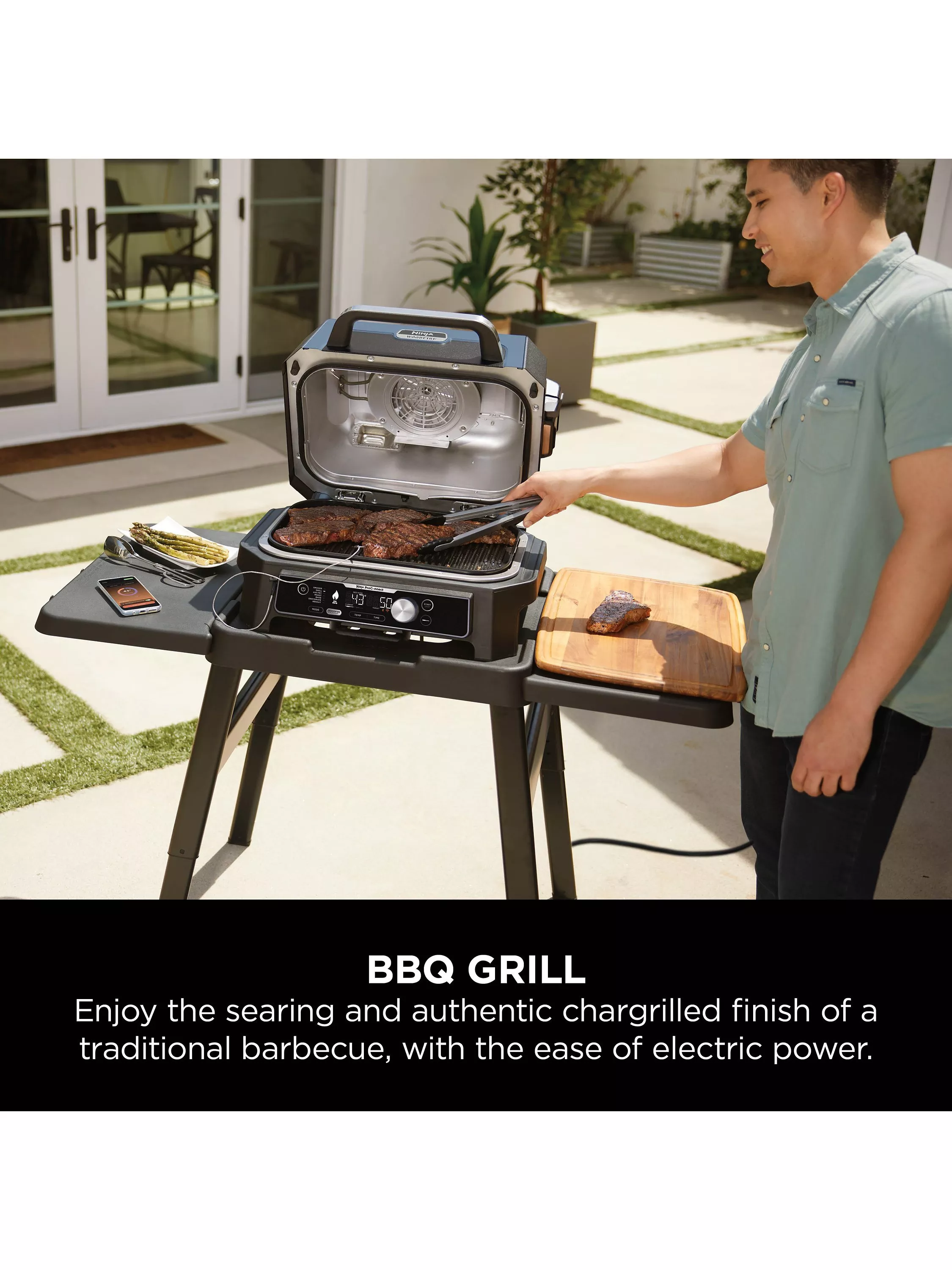 Ninja Woodfire Pro Connect XL Electric BBQ Grill & Smoker, Blue - Image 2