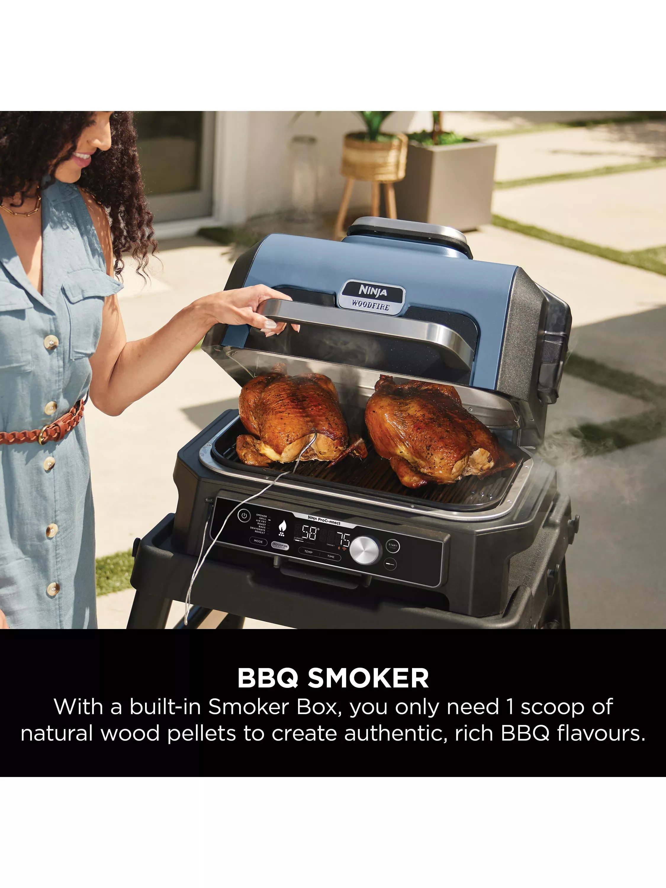 Ninja Woodfire Pro Connect XL Electric BBQ Grill & Smoker, Blue - Image 3