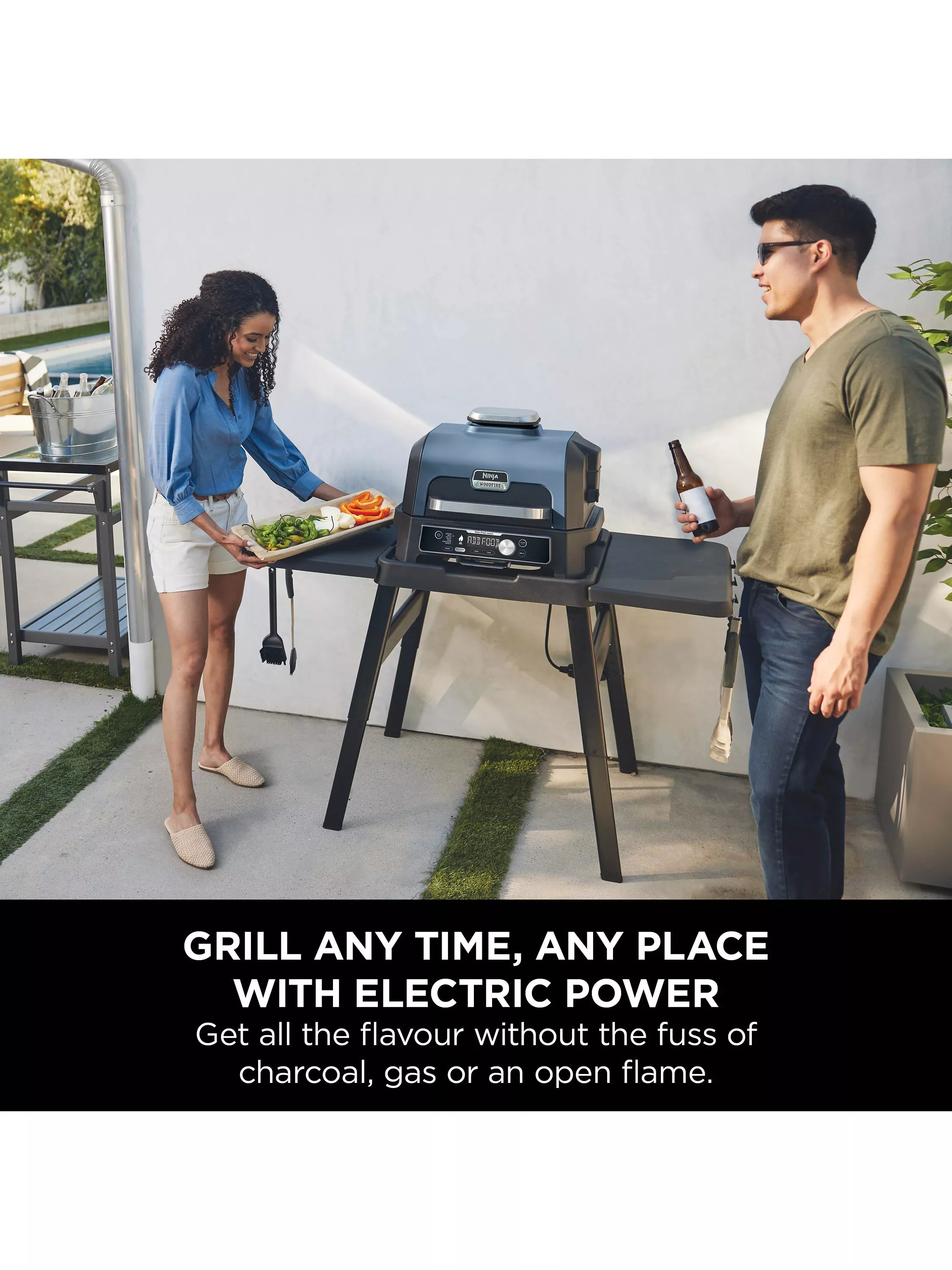 Ninja Woodfire Pro Connect XL Electric BBQ Grill & Smoker, Blue - Image 9