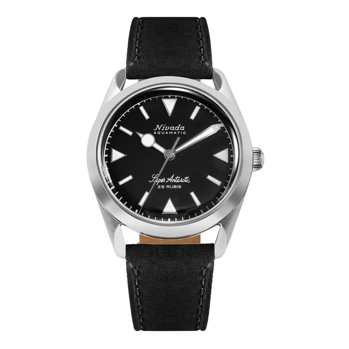 Nivada Grenchen Automatic 38mm Men’s Watch with Black Material Dial, Stainless Steel Case, 100m Water Resistant / 32025A17