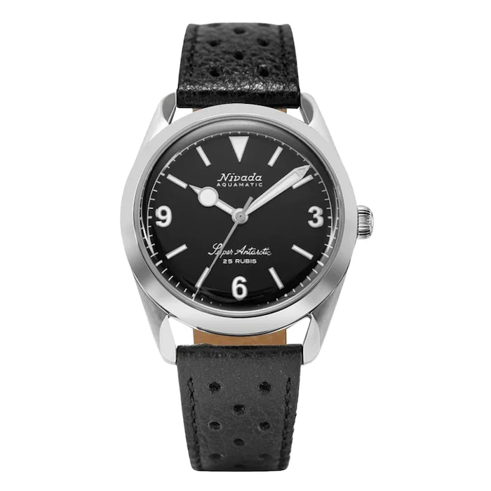 Nivada Grenchen Automatic 38mm Men’s Watch with Black Material Dial, Stainless Steel Case, 100m Water Resistant / 32039A10