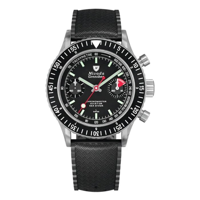 Nivada Grenchen Automatic 38mm Men’s Watch with Black Material Dial, Stainless Steel Case, 510m Water Resistant / 86011M01