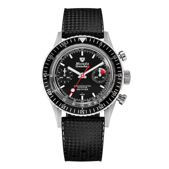 Nivada Grenchen Automatic 38mm Men’s Watch with Black Material Dial, Stainless Steel Case, 510m Water Resistant / 86011WM01