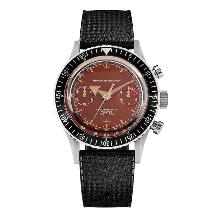 Nivada Grenchen Automatic 38mm Men’s Watch with Red Material Dial, Stainless Steel Case, 510m Water Resistant / 85007M01