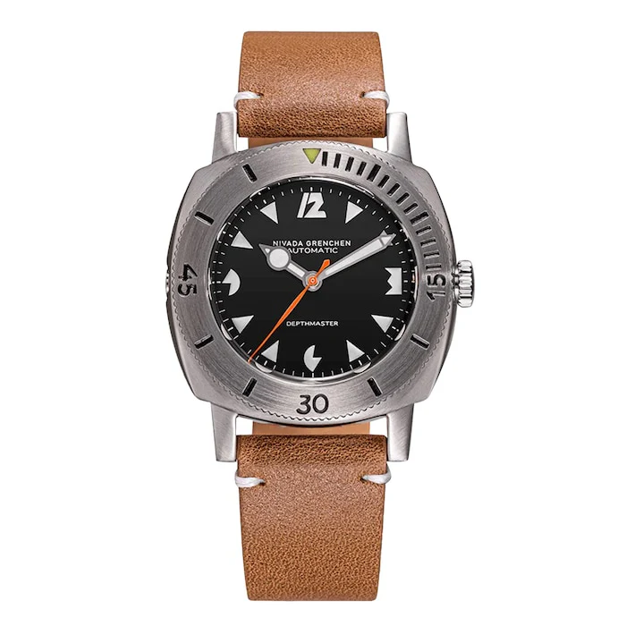 Nivada Grenchen Automatic 39mm Men’s Watch with Black Material Dial, Stainless Steel Case, 000m Water Resistant / 14102A02