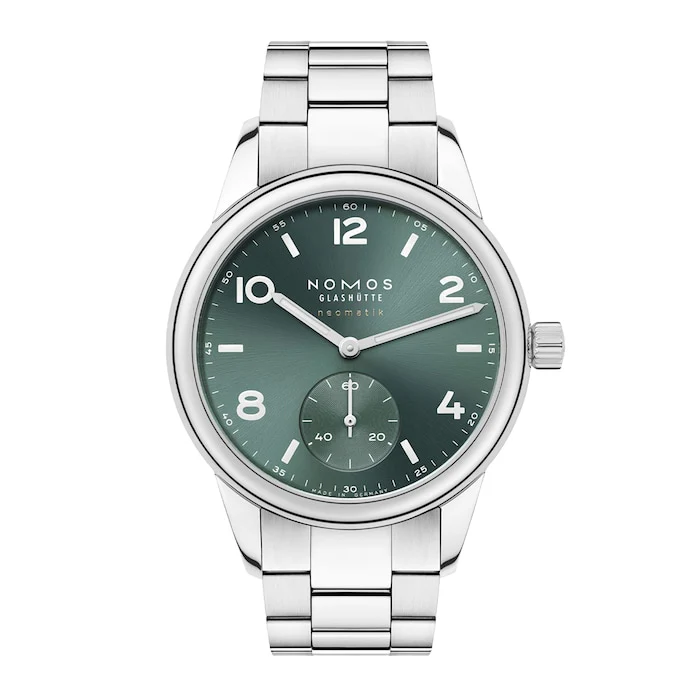 NOMOS Glashutte Heritage Automatic 37mm Men’s Watch with Green Material Dial, Stainless Steel Case & Bracelet, 200m Water Resistant / 746