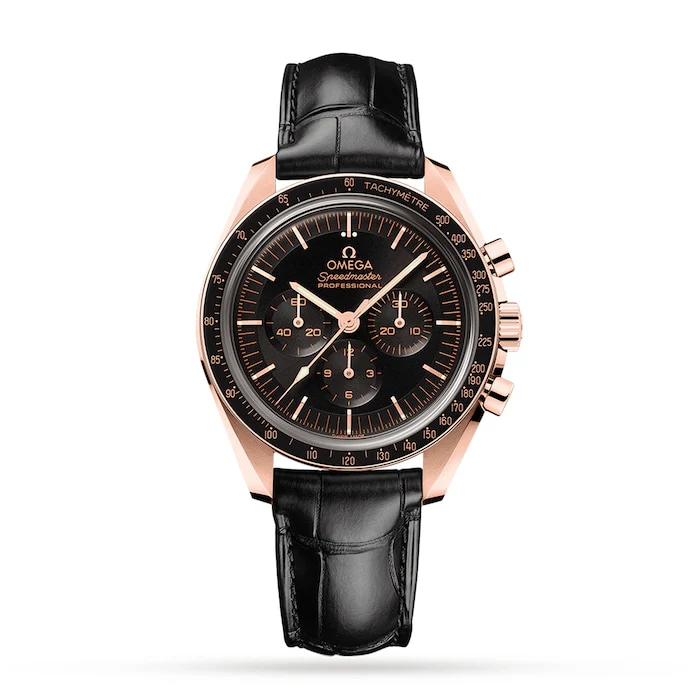 Omega 42mm Men’s Watch with Black Material Dial, Gold Case, 50m Water Resistant / O31063425001001
