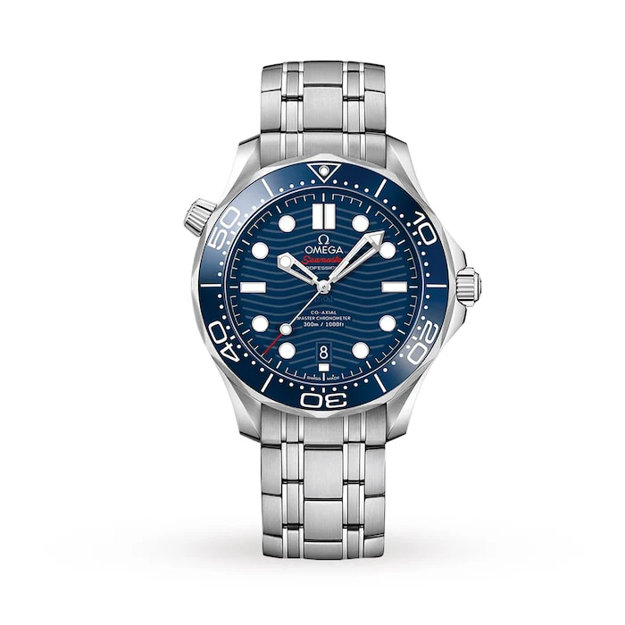 Omega Automatic 42mm Men’s Watch with Blue Material Dial, Stainless Steel Case & Bracelet, 300m Water Resistant / O21030422003001