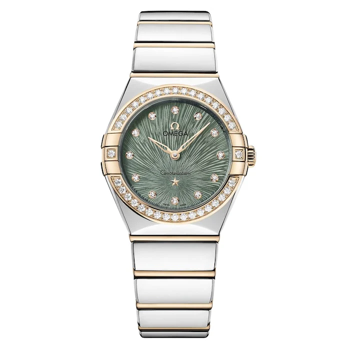 Omega Constellation Moonshine Gold 28mm Ladies Watch Green Luxury Watch Swiss Made O13125286060001