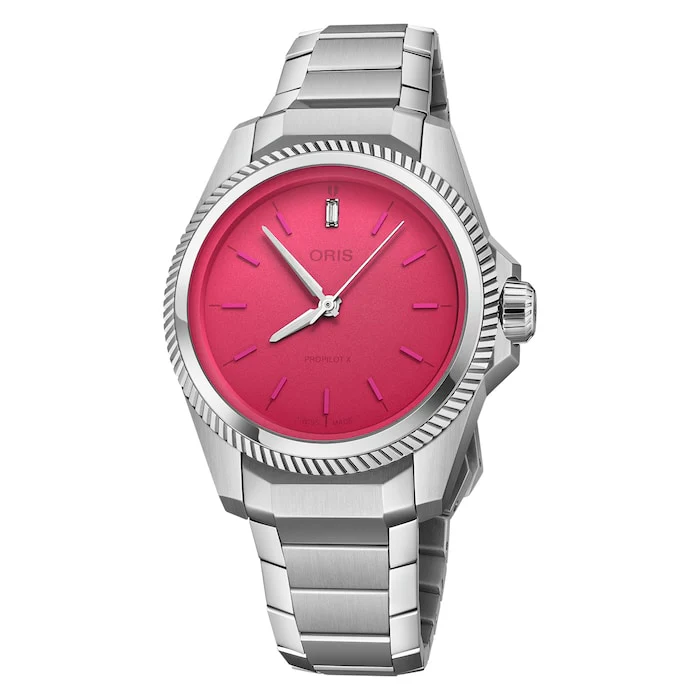 Oris Automatic 00mm Men’s Watch with Pink Material Dial, Stainless Steel Case & Bracelet, 100m Water Resistant / 01 531 7796 4158