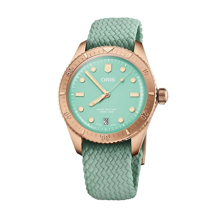 Oris Automatic 38mm Men’s Watch with Green Material Dial, Bronze Case, 100m Water Resistant / 01 733 7771 3157-07 3 19 03BRS