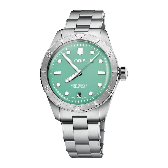 Oris Automatic 38mm Men’s Watch with Green Material Dial, Stainless Steel Case & Bracelet, 100m Water Resistant / 01 733 7771 4057-07 8 19 18