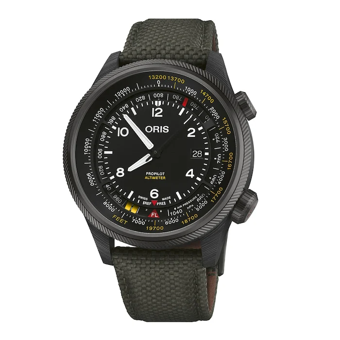 Oris Automatic 47mm Men’s Watch with Black Material Dial, Stainless Steel Case, 100m Water Resistant / 01 793 7775 8734-SET