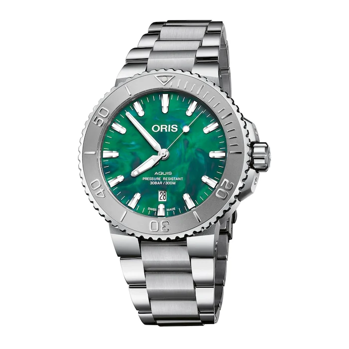 Oris Automatic 50mm Men’s Watch with Green Material Dial, Stainless Steel Case & Bracelet, 300m Water Resistant / 01 733 7730 4137-07 8 24 05PEB