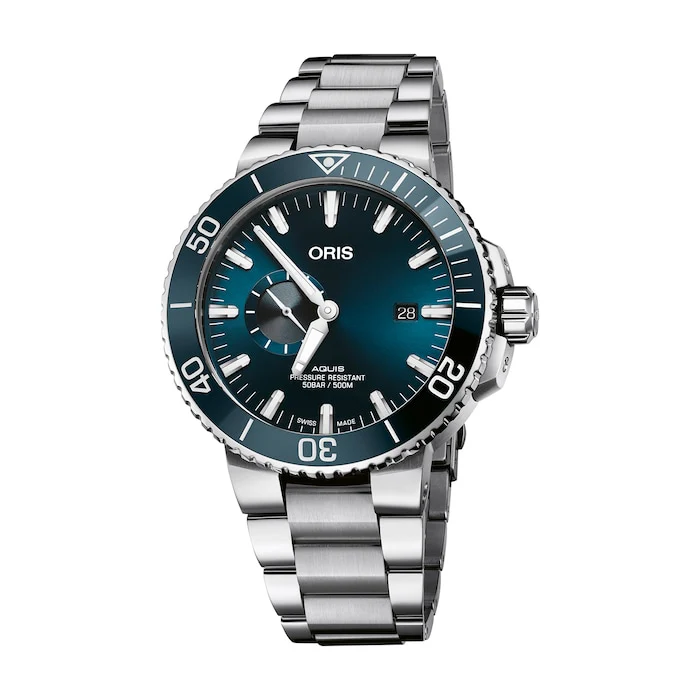 Oris Automatic Men’s Watch with Blue Material Dial, Stainless Steel Case & Bracelet, 500m Water Resistant / 01 743 7733 4155-07 8 24 05PEB