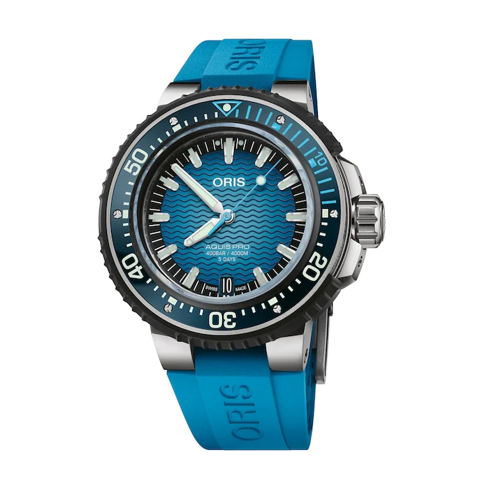 Oris Automatic Men’s Watch with Blue Material Dial, Titanium Case, 000m Water Resistant / 01 400 7777 7155-SET