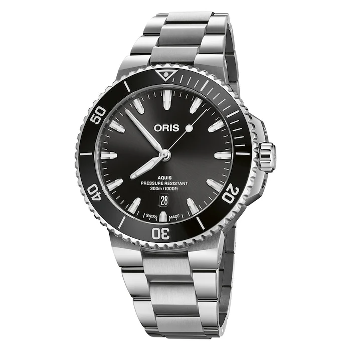 Oris Automatic Men’s Watch with Grey Material Dial, Stainless Steel Case & Bracelet, 300m Water Resistant / 01 733 7789 4154-07 8 23 04PEB