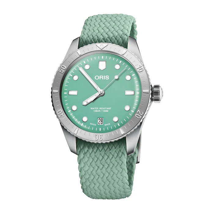 Oris Divers Heritage 1965 38mm Unisex Watch Green Fabric Luxury Watch  01 733 7771 4057-07 3 19 03S