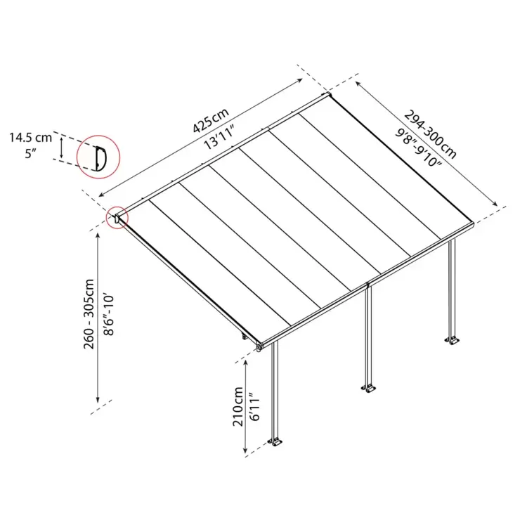 Palram Canopia Feria 3 Veranda Patio Cover in White, 3 x 4.25m - Image 2