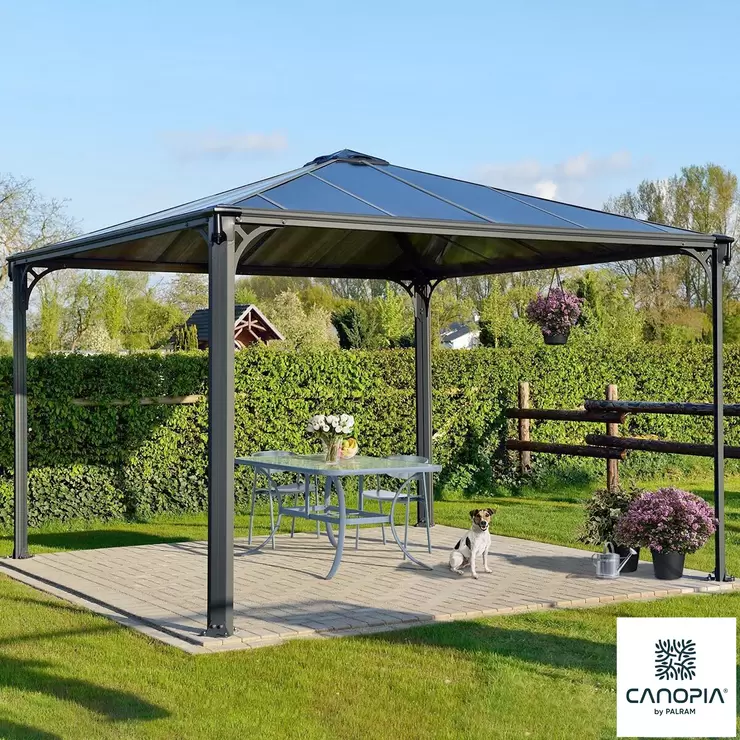 Palram Canopia Palermo 3.6 x 3.6 m (11.8 x 11.8 ft) Aluminium and Polycarbonate Gazebo
