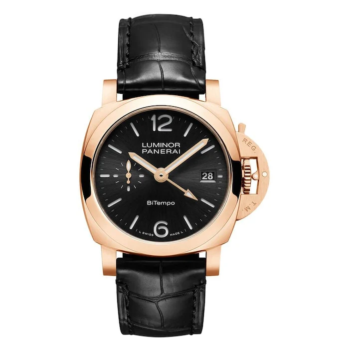 Panerai Automatic 40mm Men’s Watch with Black Material Dial, Gold Case, 100m Water Resistant / PAM01641