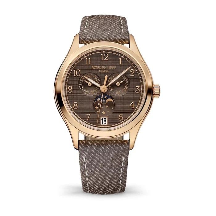 Patek Philippe 38mm Men’s Watch with Brown Material Dial, Gold Case, 30m Water Resistant / 4946R-001 Fast Dispached